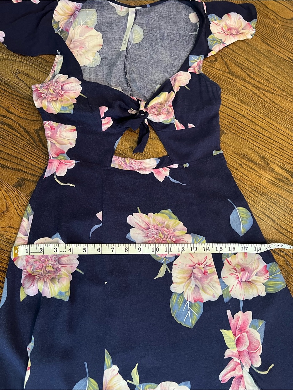 Reformation Navy Floral Tie-Front Maxi Dress with Pink Blooms - Picture 12 of 15